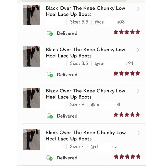 Black Over The Knee Chunky Low Heel Lace Up Boots - Picture 8 of 9